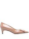 Sergio Rossi Sr1 Metallic-panel 45mm Pumps In Nude
