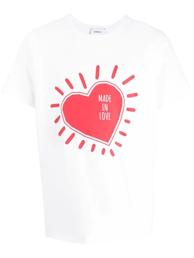 Ports V Heart-print Cotton T-shirt In Weiss