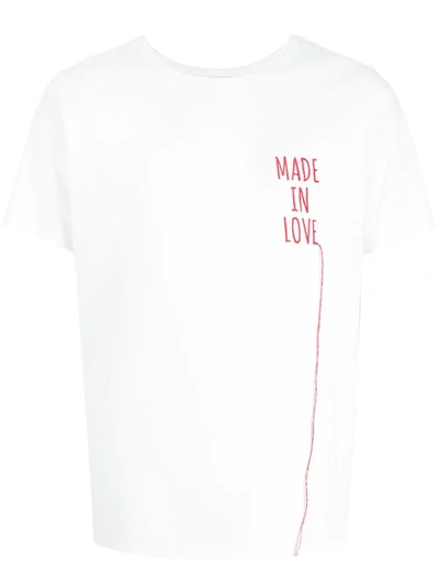 Ports V Slogan-embroidered Cotton T-shirt In Weiss