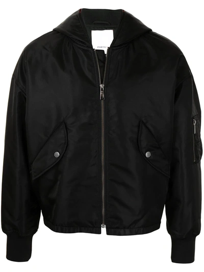 Ports V Hooded Bomber Jacket In Schwarz