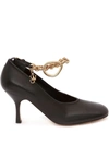 JW ANDERSON ANKLE-CHAIN LEATHER PUMPS