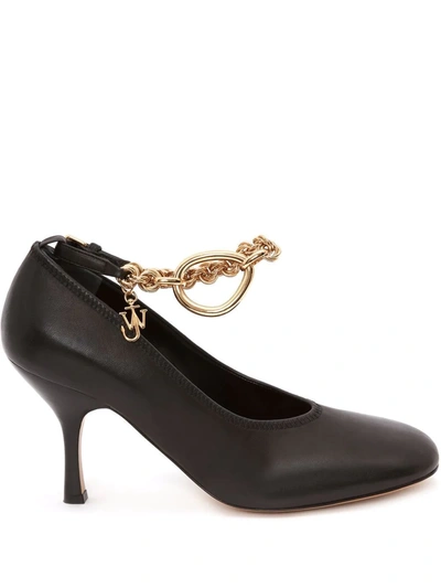 Jw Anderson Ankle-chain Leather Pumps In Black