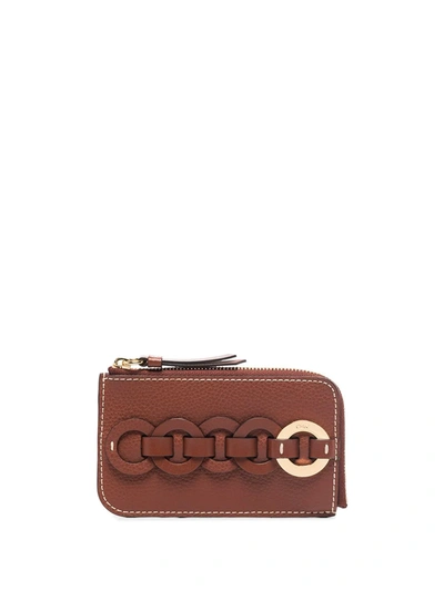 Chloé Brown Small Darryl Card Holder In Sepia Brown