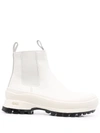Jil Sander Ankle Boots Vibram Leather White Optic White In Weiss