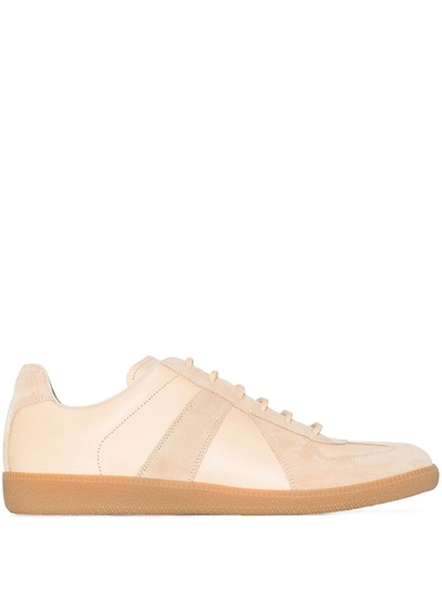 Maison Margiela Beige Comb Replica Panelled Leather Low-top Trainers Eur 40 / 6 Uk In Beige_and_papyrus