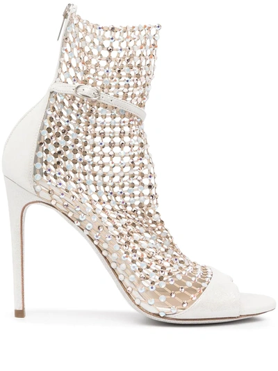 René Caovilla Bead-embellished Ankle-length Boots In Weiss