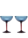 La Doublej Set Of 2 Champagne Glasses In Blue Fumé