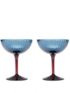 La Doublej Set Of 2 Champagne Glasses In Blu Fumé