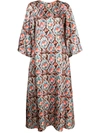 La Doublej Sorella Printed Silk Dress In Braun