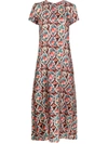 La Doublej Matisse-print Cap-sleeve Silk Maxi Dress In Multicolour