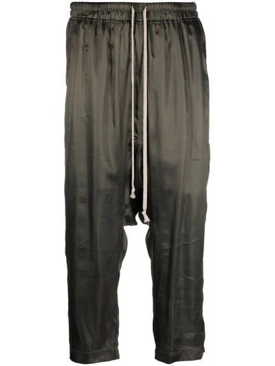 Rick Owens Drawstring-waist Drop-crotch Trousers In Green