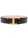Tod's Timeless T Reversible Leather Belt In Schwarz