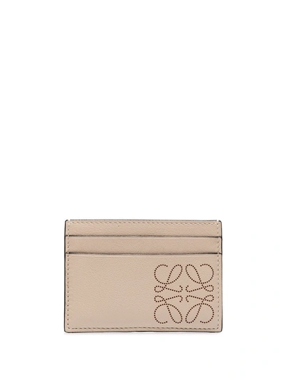 Loewe Neutral Anagram Leather Card Holder In Beige