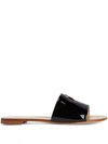 Giuseppe Zanotti Shirley Patent-effect Slides In Schwarz