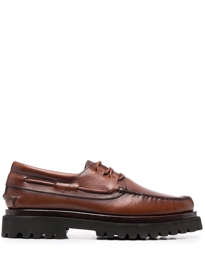 Officine Creative Chunky-sole Leather Derby Shoes In Braun