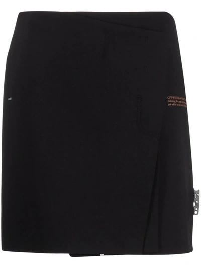 Off-white Black Wool Wallet Mini Skirt With Print