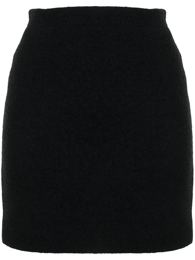 Alessandra Rich Textured Cotton Fitted Skirt In Black