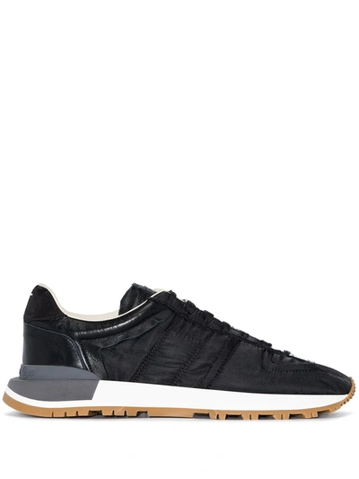 Maison Margiela Mm22 Leather And Fabric Low Top Sneakers In Black