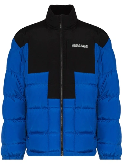 Marcelo Burlon County Of Milan Marcelo Burlon Cross Block Logo Down Jacket In Blue