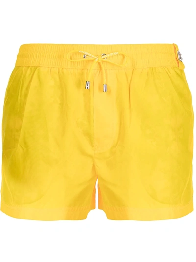 Dolce & Gabbana Dg-plaque Shell Swim Shorts In Yellow