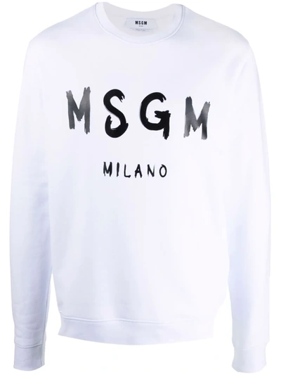 Msgm Logo-print Cotton Sweatshirt In Weiss