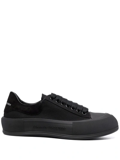 Alexander Mcqueen Black Deck Plimsoll Sneakers In Black