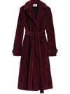 Victoria Beckham Womens Iron Red Belted Cotton-velvet Trench Coat 6 In Rot