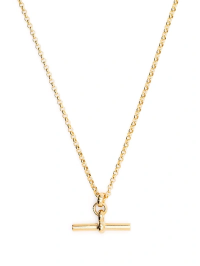 Tilly Sveaas Small Gold T-bar Necklace On Fine Gold Belcher Chain