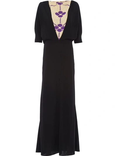 Prada Knitted Panel Dress In Schwarz