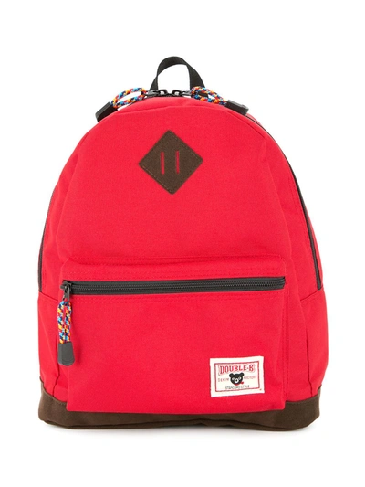 Miki House Small Logo-patch Backpack In Red