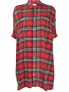 R13 Plaid Oversize Cotton Flannel Shirtdress In Rot