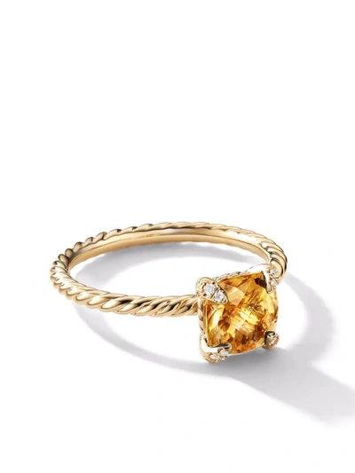 David Yurman 18kt Yellow Gold Chatelaine Diamond Ring In Citrine