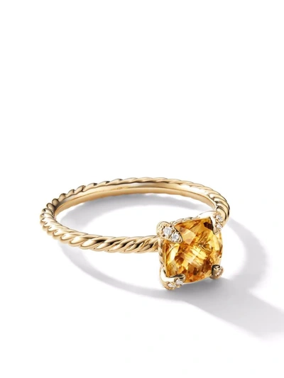 David Yurman 18k黄金 Chatelaine 钻石戒指 In Citrine