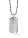 David Yurman Men's Streamline Tag Pendant With Diamonds In Silver, 35mm In Silber