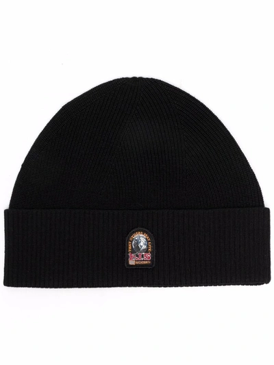 Parajumpers Ribbed Logo-patch Beanie In Black