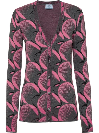 Prada Grey And Pink Short Cardigan Pullover