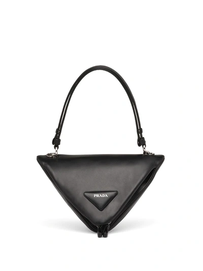 Prada Padded Nappa Leather Top-handle Bag In Black