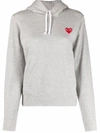 Comme Des Garçons Play Unisex Light Grey Cotton Hoodie With Red Heart In Grau