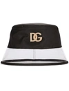 Dolce & Gabbana Nylon And Pvc Bucket Hat With Dg Logo In Schwarz