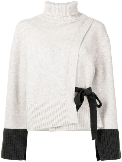 Eudon Choi Lace-detail Two-tone Rollneck Sweater In Grau