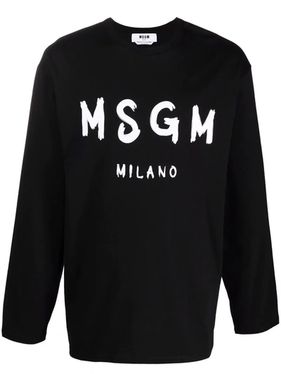 Msgm Long-sleeve Logo Sweatshirt In Black