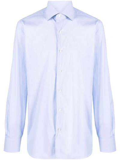 Barba Long-sleeve Poplin Shirt In Blau