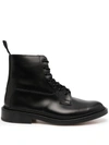 Tricker's Lace-up Leather Boots In Schwarz
