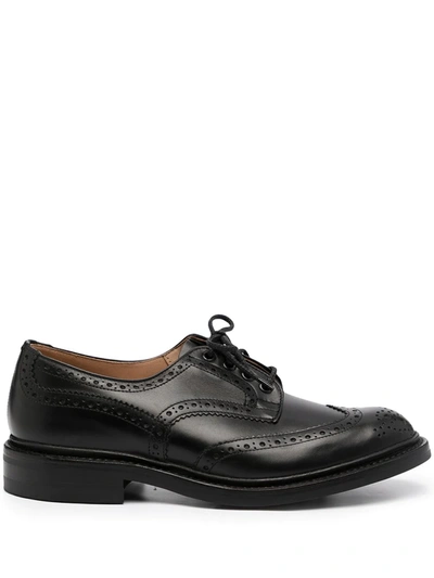 Tricker's Bourton Leather Wingtip Brogue In Nero