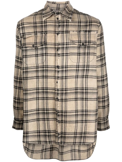 Uma Wang Oversized Check Shirt In Nude