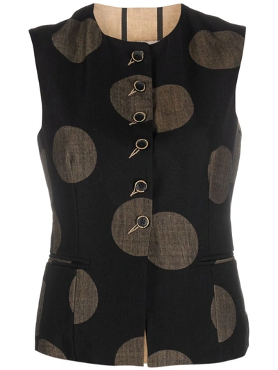 Uma Wang Spot-print Buttoned Vest In Black
