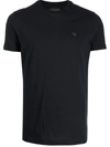 Emporio Armani Crew Neck Modal Blend Short Sleeve Top In Black