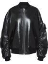 Prada Oversized High-shine Bomber Jacket In Schwarz