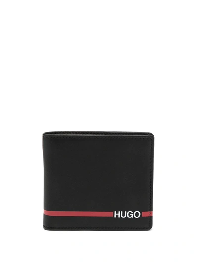 Hugo Logo印花皮质钱包 In Schwarz