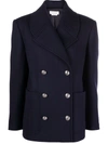 Alexander Mcqueen Double-breasted Wool And Cashmere-blend Coat In Blau